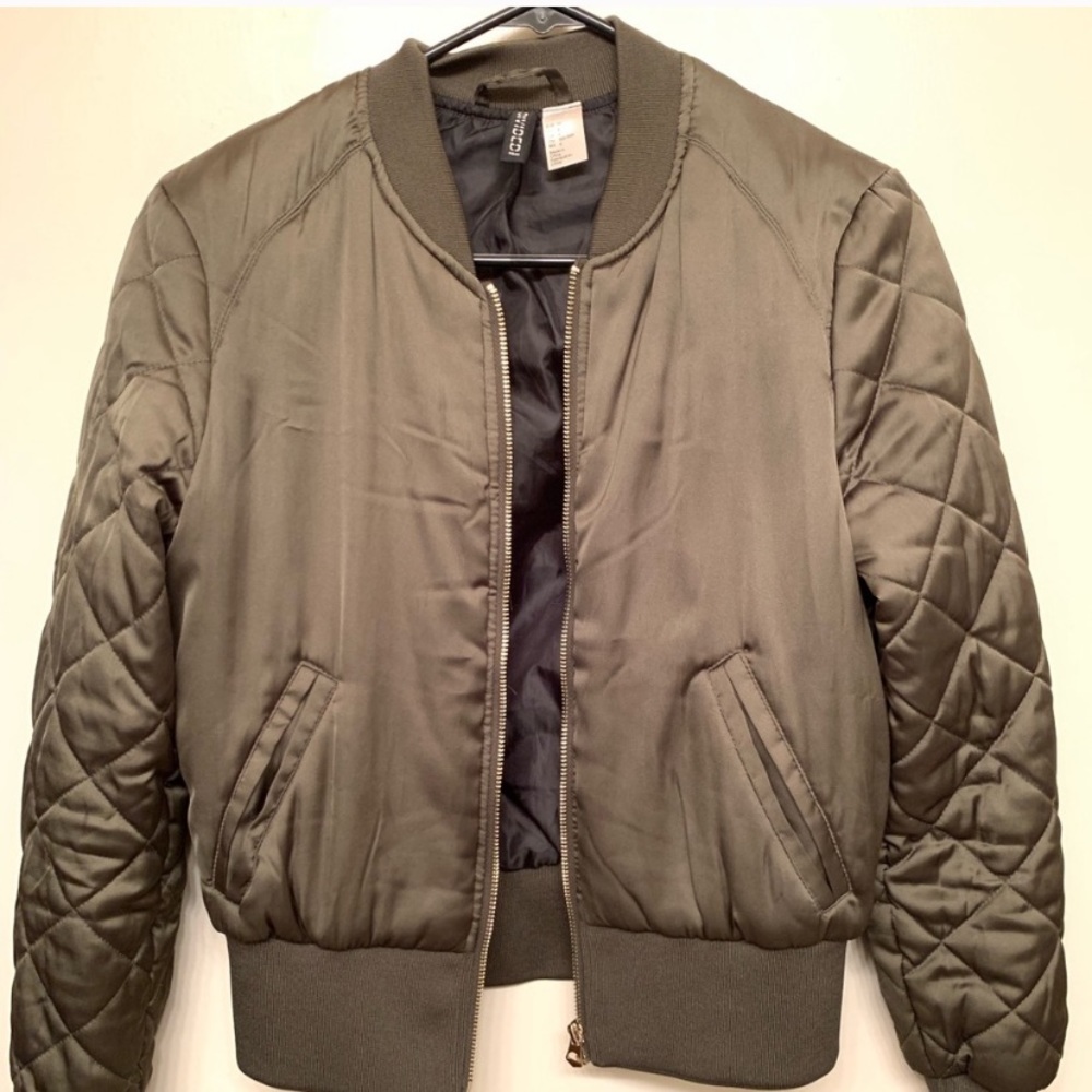 H&M army green bomber jacket
